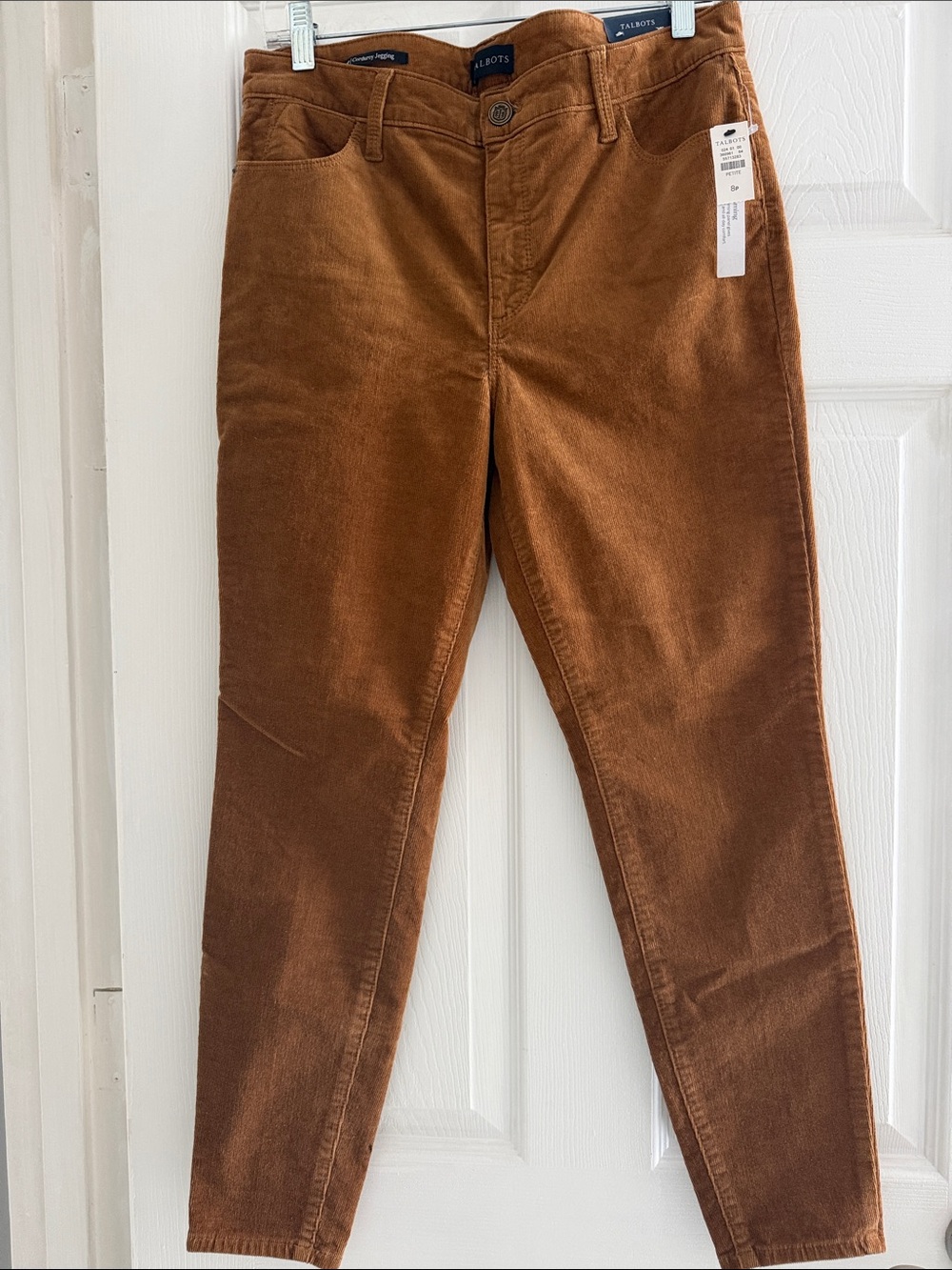 Talbots Corduroy Jegging Pants in a tan brown color High waist Skinny leg NWT 8P